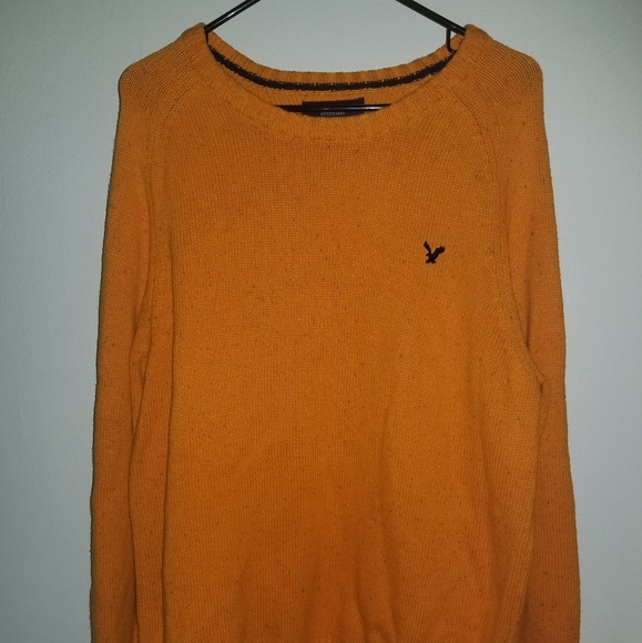 Orange Crew Neck Sweater w/ patch elbow - Picture 1 of 4